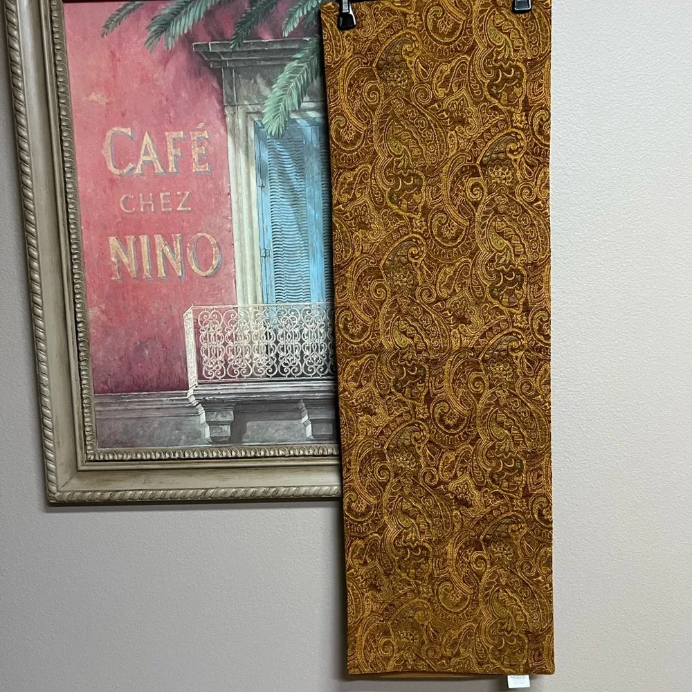 Crate&Barrel Gold Paisley Table Runner